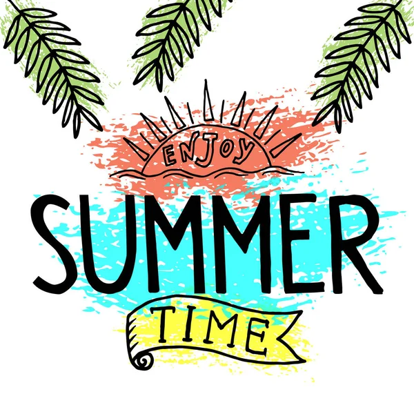 Desfrute de letras Summer Time —  Vetores de Stock