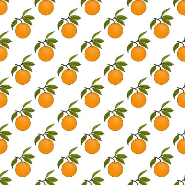 Portakal meyveleri ve yapraklarla kusursuz desen