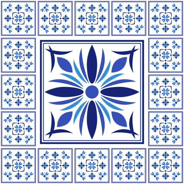 Azulejos portuguese traditional ornamental tile — Stock Vector