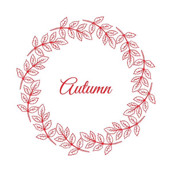 Autumn wreath of hand drawn leaves