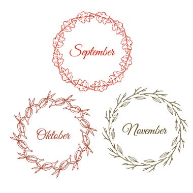 Sonbahar çelenk seti el yapımı yapraklar.