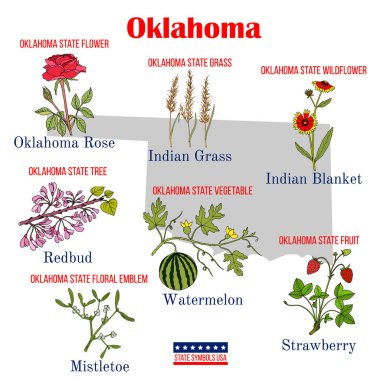 Oklahoma 'da. ABD resmi devlet sembolleri seti