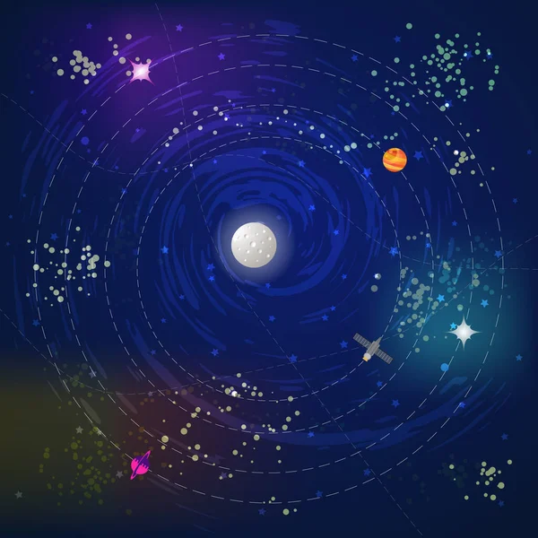 Space pattern with planets and stars — 스톡 벡터