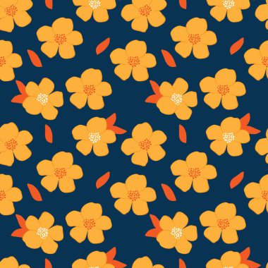 Koyu arkaplanda çiçekler olan pürüzsüz desen