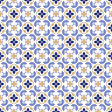 Azulejos Portekiz geleneksel süs taşı, mavi ve beyaz pürüzsüz desen
