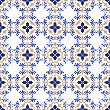 Azulejos Portekiz geleneksel süs taşı, mavi ve beyaz pürüzsüz desen