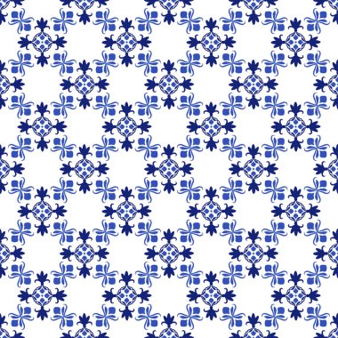 Azulejos Portekiz geleneksel süs taşı, mavi ve beyaz pürüzsüz desen