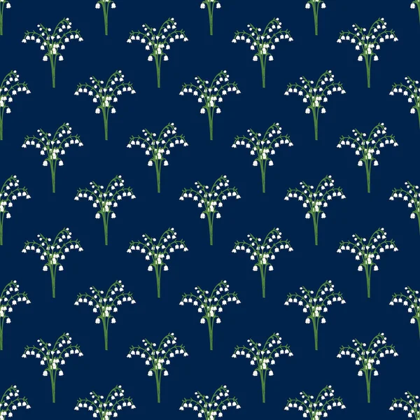 Lily of the Valley naadloos patroon, lente bloemen achtergrond — Stockvector