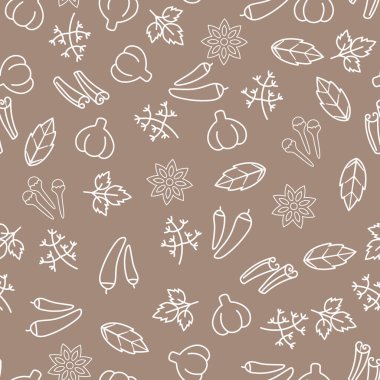 Mutfak bitkileri ve baharatlarla kusursuz desen