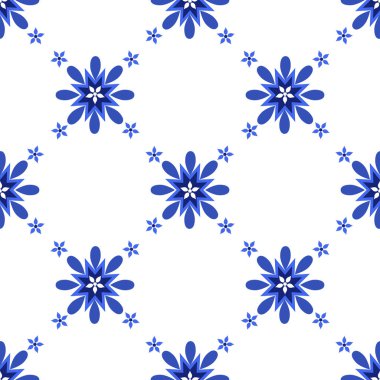 Azulejos Portekiz geleneksel süs taşı, mavi ve beyaz pürüzsüz desen