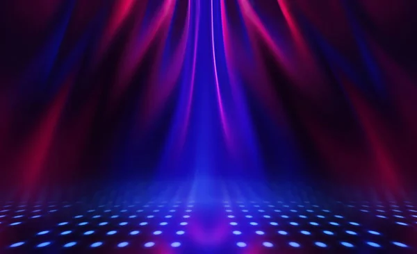 Foto de Dark blue abstract background with ultraviolet neon glow, blurry  light lines, waves do Stock