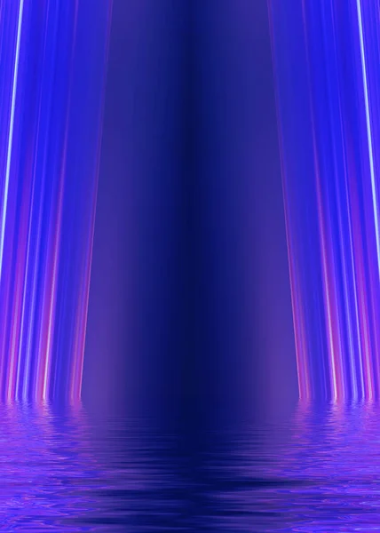 Astratto Sfondo Futuristico Scuro Raggi Luminosi Neon Ultravioletti Vengono Riflessi — Foto Stock