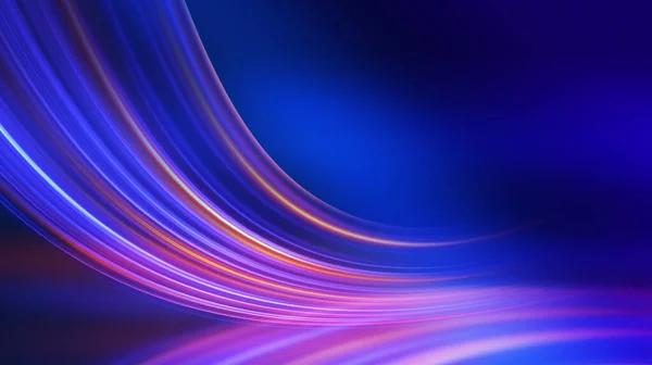 Foto de Dark blue abstract background with ultraviolet neon glow, blurry  light lines, waves do Stock