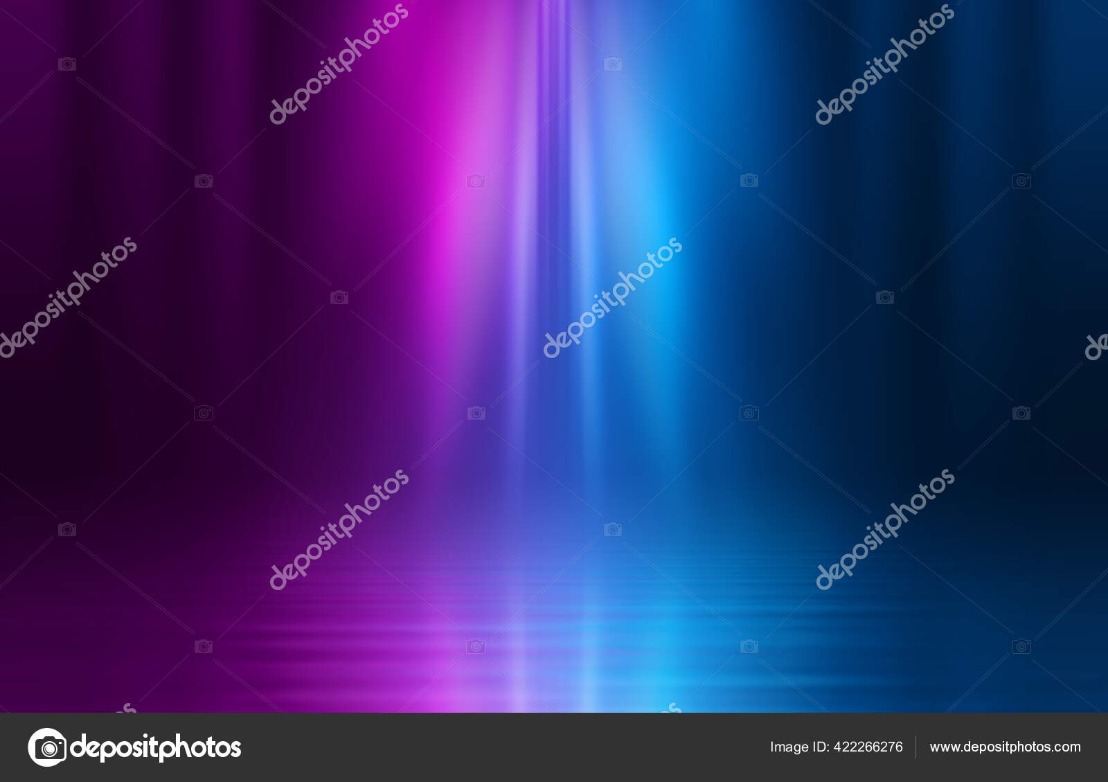 Foto de Dark blue abstract background with ultraviolet neon glow, blurry  light lines, waves do Stock