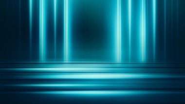 Ultraviyole neon ışıltılı koyu soyut bir arka plan. Bulanık neon dalgalar. Işık etkisi. Asfaltta yansıma var. 3d illüstrasyon