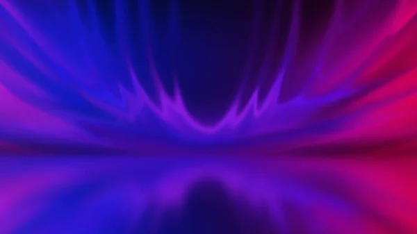 紫外線ネオングローで暗い抽象的な背景 ネオン波を吹き飛ばせ 光の効果だ アスファルトの反射 3Dイラスト — ストック写真