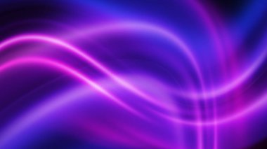 Karanlık, soyut bir arkaplan. Parlak ışık çizgileri, dalgalar. Neon lazer şekilleri. Gelecekçi şov.