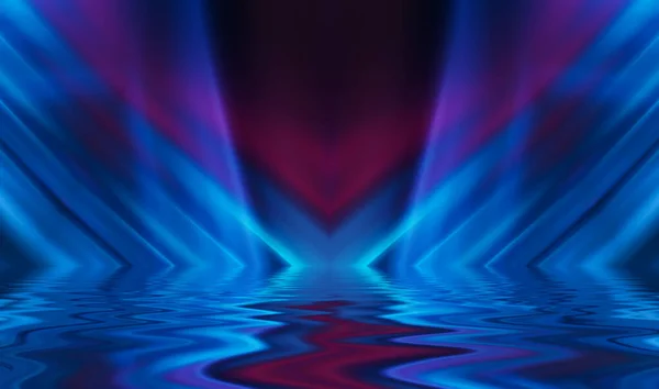 Astratto Sfondo Futuristico Scuro Raggi Ultravioletti Multicolori Luce Neon Riflettono — Foto Stock