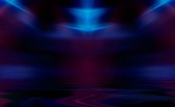 Абстрактний Темний Футуристичний Фон Ультрафіолетові Різнокольорові Пучки Неонового Світла Відображають — стокове фото