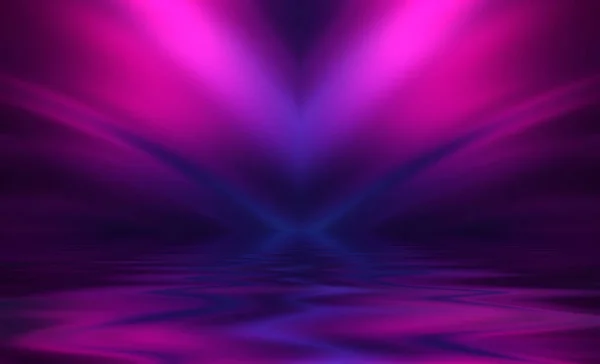 Abstract Dark Futuristic Background Ultraviolet Multicolored Beams Neon Light Reflect — Stock Photo, Image