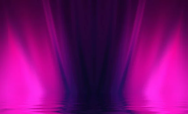 Абстрактный Темный Футуристический Фон Ультрафиолетовые Разноцветные Лучи Неонового Света Отражаются — стоковое фото