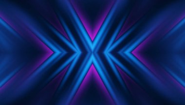 Ultraviyole geometrik çizgileri olan boş, soyut bir arkaplan. Neon ışığı.