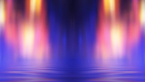 Fundo Abstrato Escuro Neon Luz Multicolorida Reflete Sobre Água Festa — Fotografia de Stock