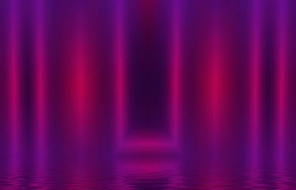 Abstrakter Hintergrund Neonfarbenes Licht Reflektiert Das Wasser Beachparty Lichtshow Auf — Stockfoto