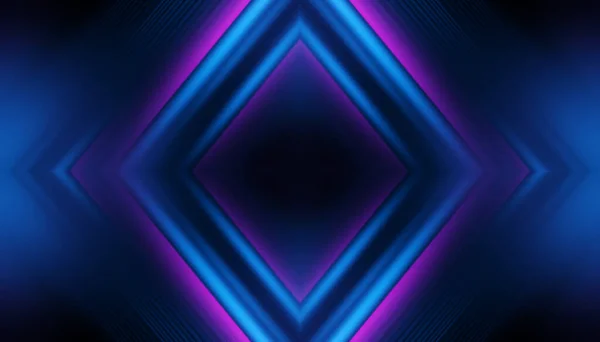 Lege Donkere Abstracte Achtergrond Met Ultraviolette Geometrische Lijnen Neongloed — Stockfoto