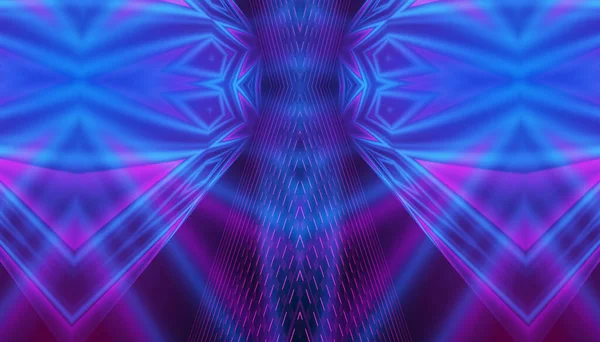Üres Sötét Elvont Háttér Ultraibolya Geometriai Vonalakkal Neonfény — Stock Fotó
