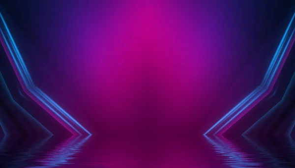 Töm Mörk Abstrakt Bakgrund Med Ultravioletta Geometriska Linjer Neon Glöd — Stockfoto