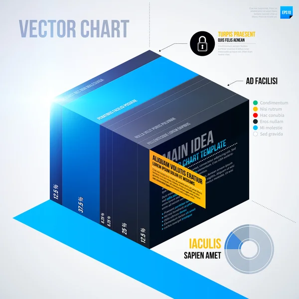 Chart template with cube — Stock Vector