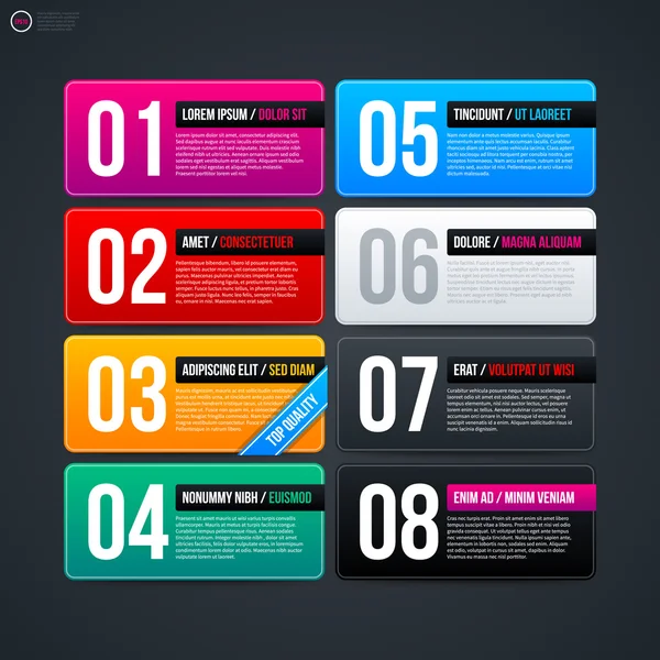 Horizontal cards with big numbers — Stock Vector