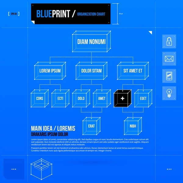 Elementos en estilo blueprint — Vector de stock