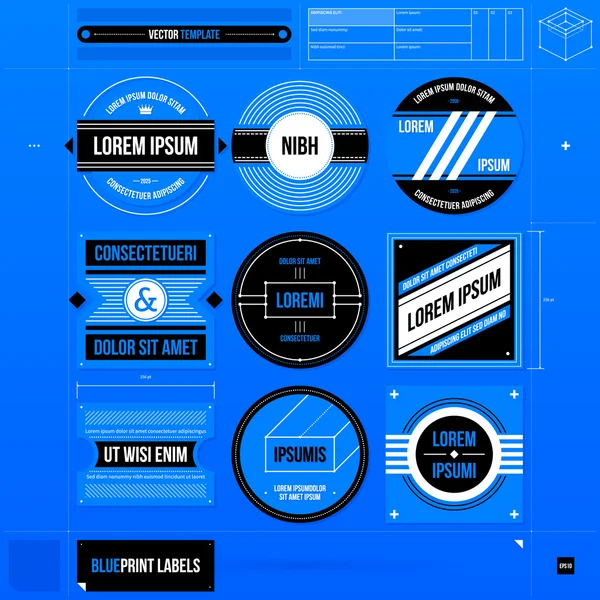 Etiquetas en estilo blueprint — Archivo Imágenes Vectoriales