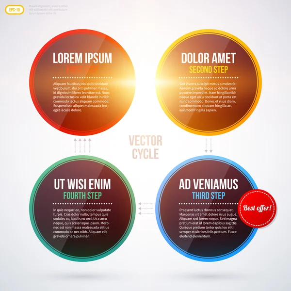 Cycle template with four round elements — Stock Vector