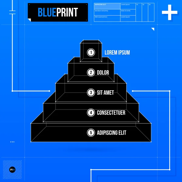 Graphique pyramidal avec niveaux — Image vectorielle