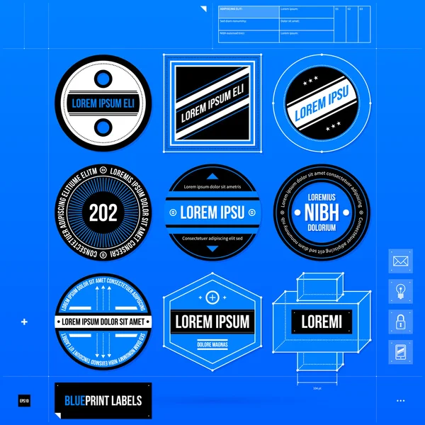 Labels in blueprint style — Stock Vector