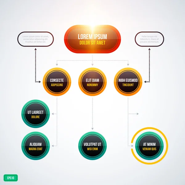 Modèle d'organigramme moderne — Image vectorielle