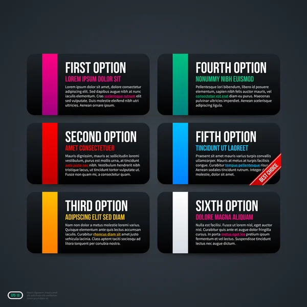 Ensemble de six options horizontales — Image vectorielle