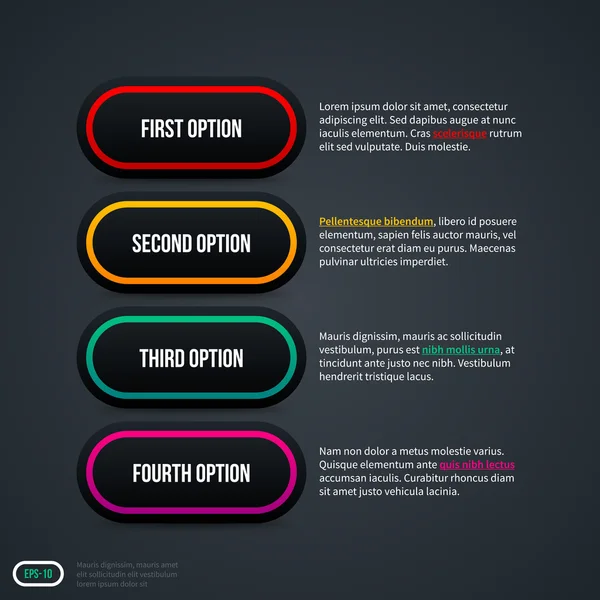 Quatre options horizontales — Image vectorielle