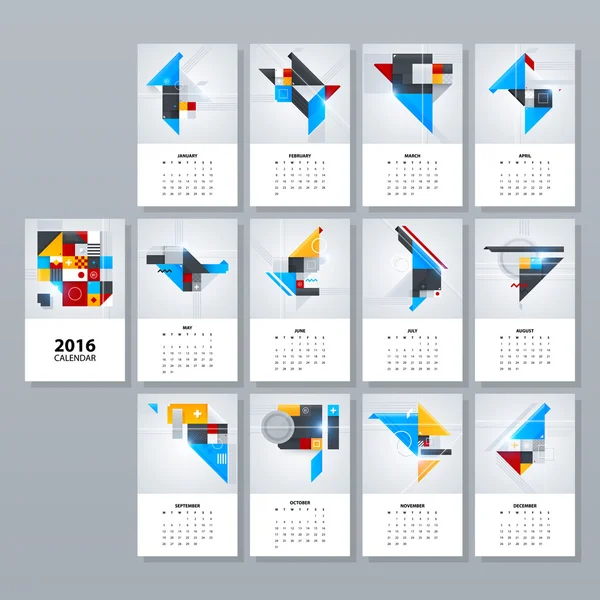 Diseños del calendario 2016 — Vector de stock