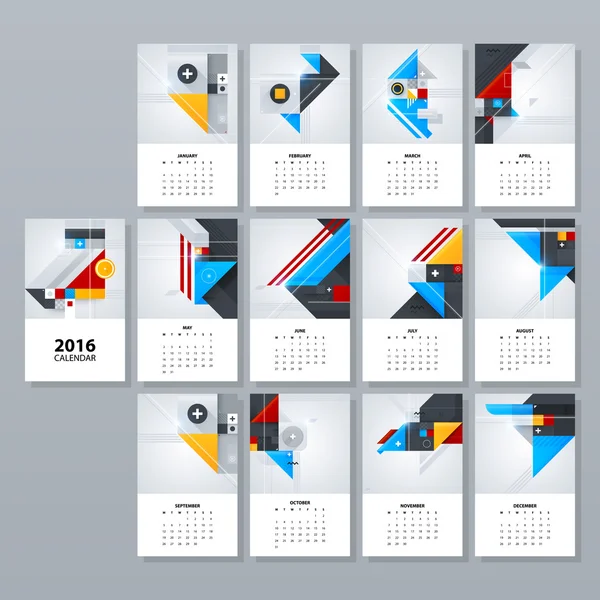 2016 calendar layouts — Stock Vector