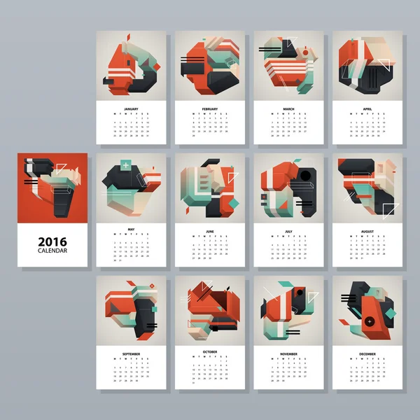 Diseños del calendario 2016 — Archivo Imágenes Vectoriales