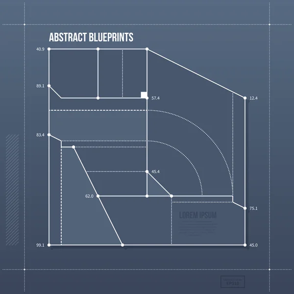 Blauwdruk lay-out met abstracte element. — Stockvector