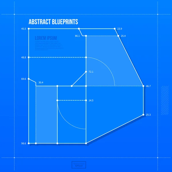 Blauwdruk lay-out met abstracte element. — Stockvector