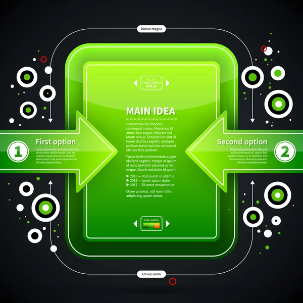 Layout de negócios moderno com formas verdes — Vetor de Stock