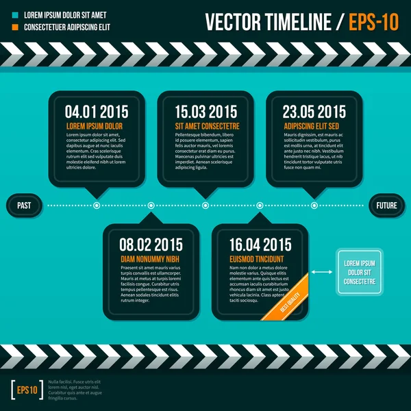 Timeline sur fond turquoise . — Image vectorielle