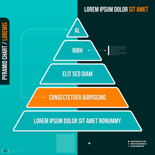 Gráfico piramidal con cinco opciones . — Archivo Imágenes Vectoriales