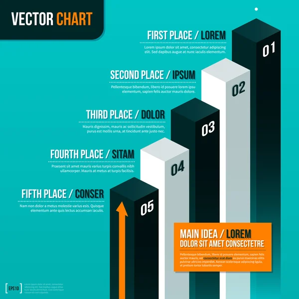 Vector pedestal with five options — Stock Vector